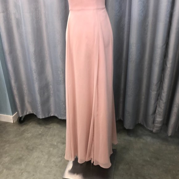 Toasted Sugar,  Dusty Rose Gold Blush Dress, Leg Slit Bridesmaid Formal Dessy - Picture 7 of 14